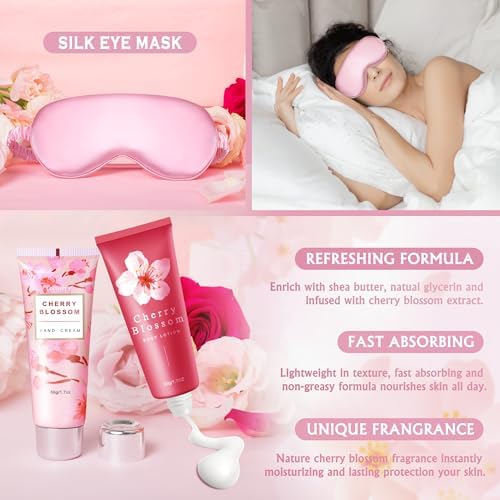 Gifts for Women Birthday Spa Gifts Set- 10 Pcs Christmas Valentine's Mother's Day Gift and Cherry Blossoms Self Care Package Gifts Women, Relaxing Gifts Basket - Image 4