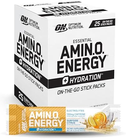 Optimum Nutrition Amino Energy Plus Focus Stick Packs, Surfside Citrus 25Ct by OPTIMUMNUTRITION