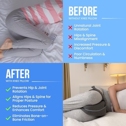 Memory Foam Knee Pillow for Side Sleepers Hip Pain with Adjustable Strap - Between Leg Pillow for Side Sleeping - Sciatica Pain Relief Support for Back, Knees, Joints, and Spine Alignment Cushion - Image 6