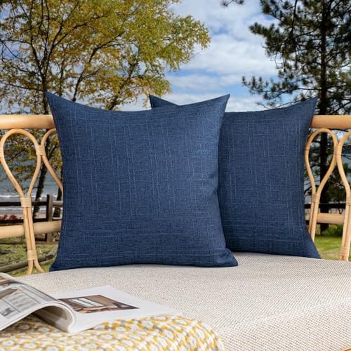 Kevin Textile Outdoor Waterproof 22”x22” Pillow Covers 2 Pack, Blue by KevinTextile