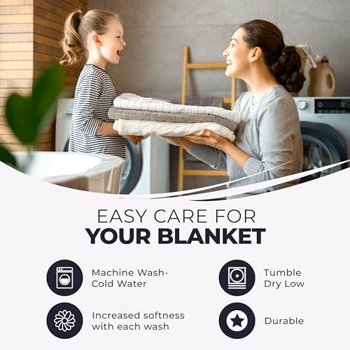 Superior Basketweave Cotton Blanket, Basket Weave Design, Soft, Comfy Cover for Bed, Bedding, Bedroom, Couch Throw, Lounging, Modern Boho Medium Weighted Blankets, King, Navy Blue - Image 4
