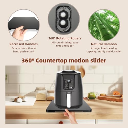 360°Rolling Tray Bamboo Kitchen Appliance Slider for Coffee Maker Pot - Image 4