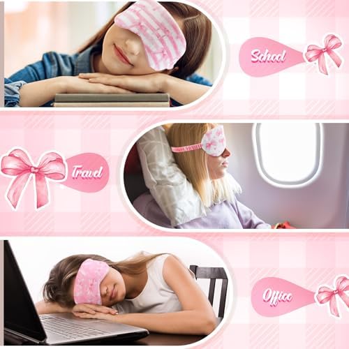 Cuffbow 6 Pack Fuzzy Sleep Masks Plush Eye Mask,Plaid Bow,Pink - Image 5