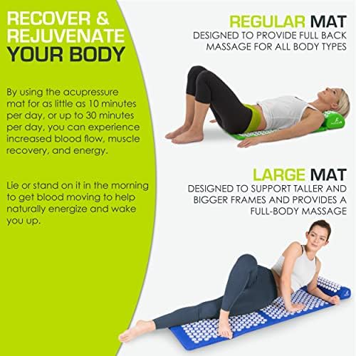 ProsourceFit Acupressure Mat and Pillow Set for Back/Neck Pain Relief and Muscle Relaxation, Large - Green/White - Image 6