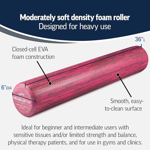 OPTP PRO-Roller Soft Density Foam Roller – Round, Pink, 36" x 6" - Image 2