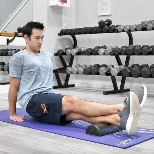 OPTP AXIS Firm Density Foam Roller – Half-Round, Black, 12" X 3" - Image 2