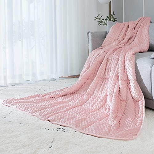 ALANSMA Reversible Weighted Blanket for All Season, Luxury Velvet, Warm and Cool, Adult 10Lb Pink Weighted Blanket, Enjoy Sleeping Anywhere(Pink,48"x72" 10lbs) by ALANSMA