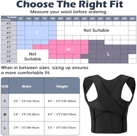 Posture Corrector for Women & Men, Full Back Brace Support with Adjustable Shoulder Straightener, Lower & Upper Back Pain Relief - Scoliosis, Hunchback, Spine Corrector (Black, Small) - Image 3