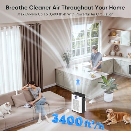 DAYETTE Pet Air Purifier for Home Large Room 3400 Ft², TVOC & PM2.5 Sensors - Image 6