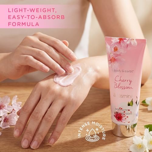 Body & Earth Spa Gifts for Women Self Care Kit - 8pcs Cherry Blossom & Jasmine Bath Sets for Women, Birthday, Christmas Gift Baskets for Mother, Wife, Girlfriends - Image 5