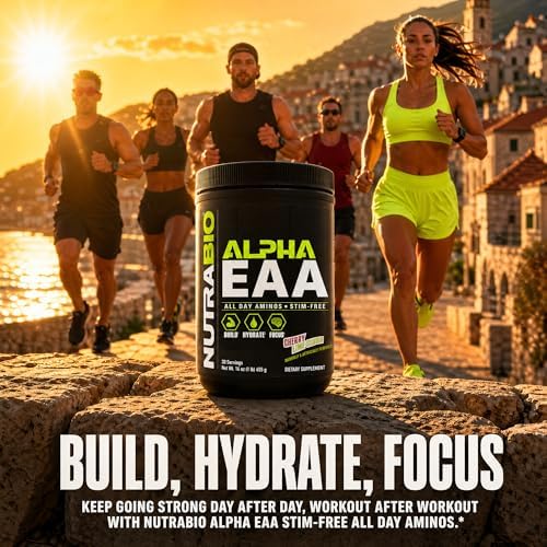 NutraBio Alpha EAA - All-Day Amino Acids for Muscle Growth and Hydration - Essential Amino Acids with Nootropics & Adaptogens- Full Spectrum EAA BCAA Powder - 30 Servings - Cherry Lime Slush - Image 6