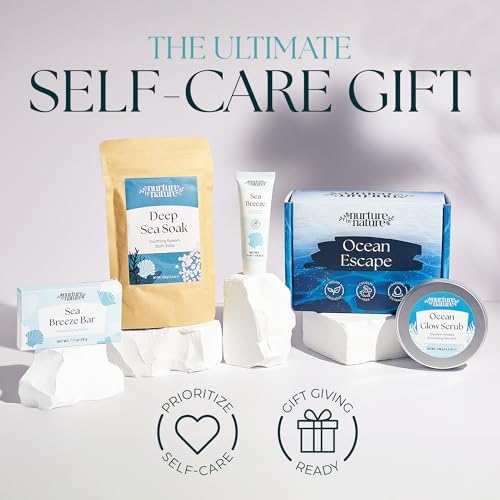 Nurture by Nature Bath Gift Set for Women - Birthday Gifts for Women, 4 Piece Vegan Spa Gift with Body Scrub, Bath Salts, Soap & Hand Cream, Self Care Christmas Gift, Gifts for Her, Gift for Mom - Image 4