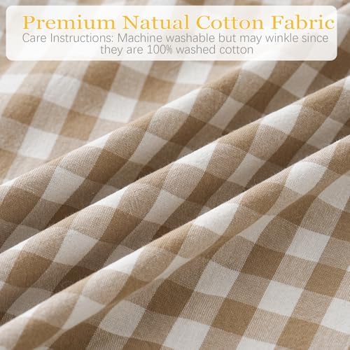 2 Pack Taupe/Brown Plaid Ruffle Throw Pillow Covers Farmhouse 20"x20" Brown - Image 5