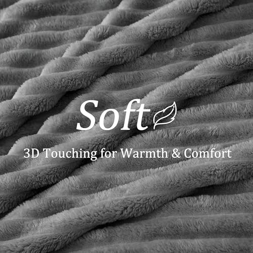 BEDELITE Ribbed Twin Blanket for Couch & Bed, Grey, 60"x80" - Image 3