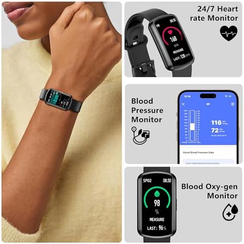 Health Fitness Tracker, Smart Watch with 24/7 Heart Rate, Activity Tracker with Blood Pressure and Blood Oxygen Monitor, 120 Sport Mode Waterproof Sleep Tracker for Women Men - Image 3