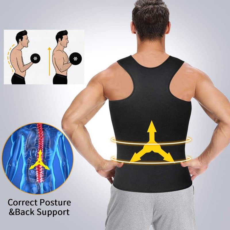 SHAPERIN Men Neoprene Sauna Zipper Waist Trainer Vest Tank Top Trimmer Body Shaper - Image 4