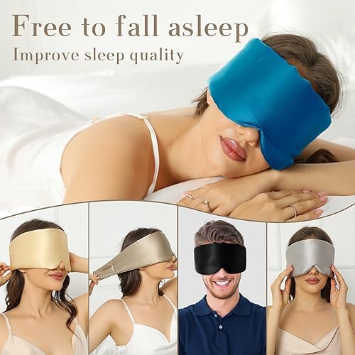 SECZIPE 100% Mulberry Silk Sleep Mask Eye Mask for Women Man with Adjustable Band, for Side Sleeper Blackout Sleep Mask for Travel Rest and Office Large Size (Blue) - Image 6