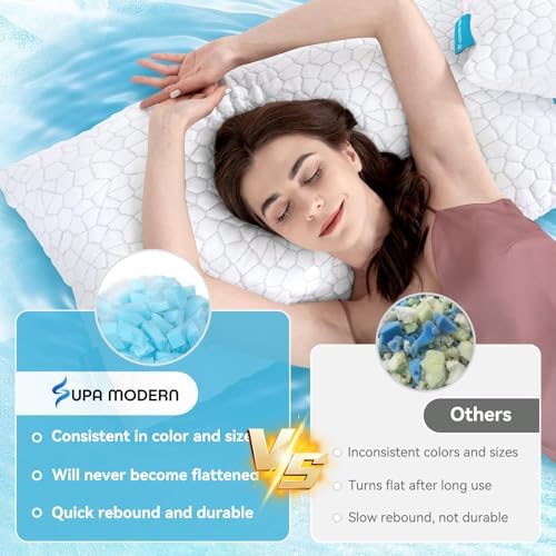 Cooling Pillows King Size Set of 2, CertiPUR-US Shredded Memory Foam Pillows,Soft Yet Supportive Pillow for Sleeping, Cool Pillow for Hot Sleepers,Adjustable Firm Pillow for Side,Back,Stomach Sleepers - Image 5