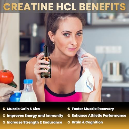 Creatine HCL Liquid Drops for Men & Women, 1500mg Liquid Creatine Hydrochloride, High Absorption, 2 Fl Oz Strawberry Flavor - Image 4