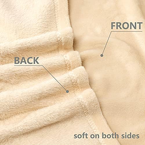 NANPIPER Fleece Blankets, Super Soft Flannel Queen Size Blanket for Bed, Luxury Cozy Microfiber Plush Fuzzy Blanket,Beige - Image 3