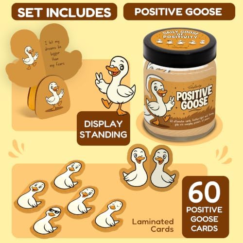 STOFINITY Positive Goose Jar, 60 Affirmation Cards and Wood Stand - Image 2