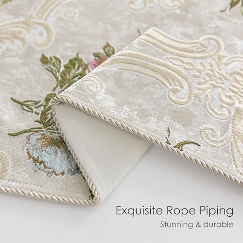 Loom and Mill Jacquard Floral Throw Blankets for Bed, Pearly Beige, 52"x72” - Image 4