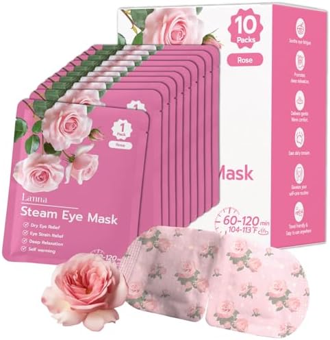 LANNA Heated Steam Eye Mask, Disposable 120 Minutes, Rose Scent, 10 Pcs - Image 2