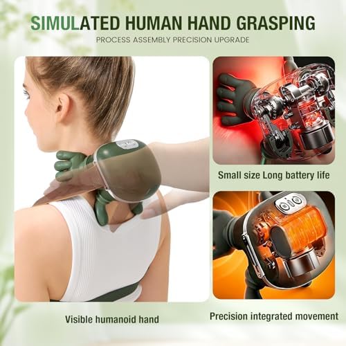 4D Wireless Neck Massager with Heat, Portable Bionic Massage with Real Human Hand Kneading, Neck Massager for Pain Relief Deep Tissue, Body Muscle Pain Relief, Perfect Relaxation Gifts for Men Women - Image 3