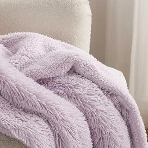 Bedsure Faux Fur Fluffy Sherpa Throw Blanket Couch Twin Lavender 60"x80" - Image 3
