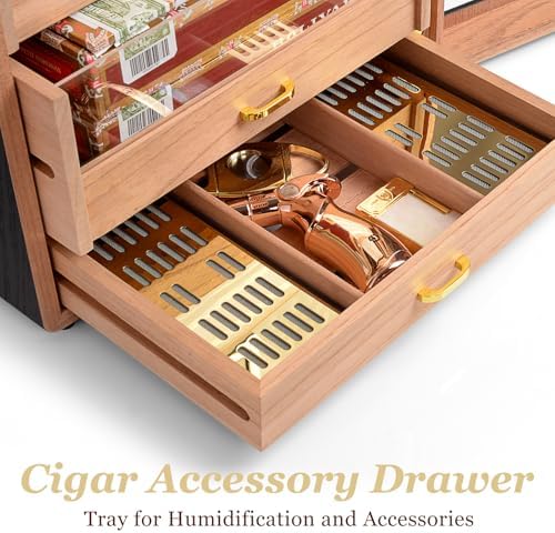 300-Count Black Cigar Humidor Cabinet with Digital Hygrometer - Image 3