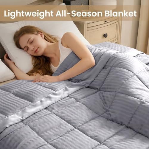 downluxe King Size Blanket with Satin Trim, Lightweight Down Alternative King Blanket for All Season, Machine Washable (Silver, 108 x 90 Inch) - Image 5