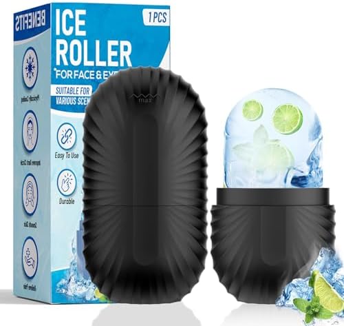 Ice Roller for Face and Eye, Reusable Silicone Ice Facial Roller Ice Holder, Face Ice Mold Skin Care, Ice Cube Roller for Shrink Pores Anti Wrinkle Reduce Puffiness, Black by ZPU
