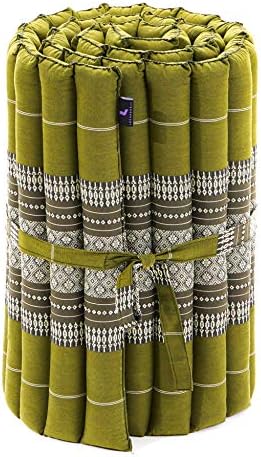 Leewadee - Foldable Floor Mattress - Japanese Roll Up Futon -Trifold Tatami Mat- Guest Floor Bed - Camping Mattress - Thai Massage Mat, Kapok Filled, 75 x 20 inches, Green - Image 4