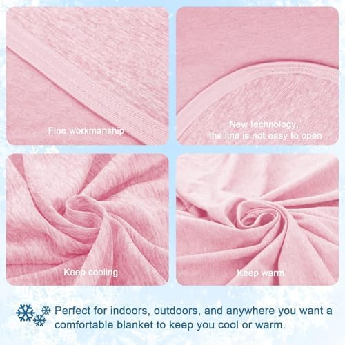 CHOSHOME Cooling Blanket for Hot Sleepers Lightweight Summer Cold Thin Blankets for Sleeping, Hot Flashes Night Sweats, Soft Blanket for Bed, Queen Size, Pink - Image 5