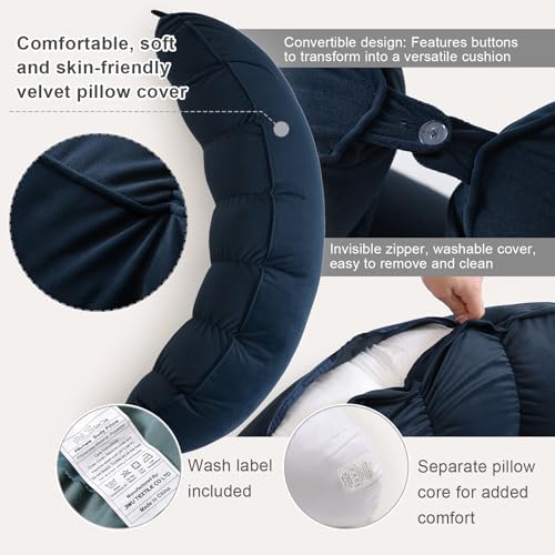Peallow(Pat. Pend) – Long Round Body Pillow for Adults, Bolster Pillow for Sleeping, Soft and Supportive Pillow for Sleeping & Lumbar Support (Teal Blue,39") - Image 4