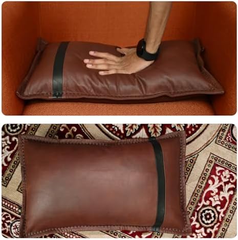 LL LEATHER LOVERS Genuine Lambskin Leather Pillow Cover, 10x18 Inch Case for Lumbar Throw Couch Pillows, Thick & Soft Cushion Covers for Sofa Bed Home Decor (Dark Brown & Black Box Pack of 1) - Image 6
