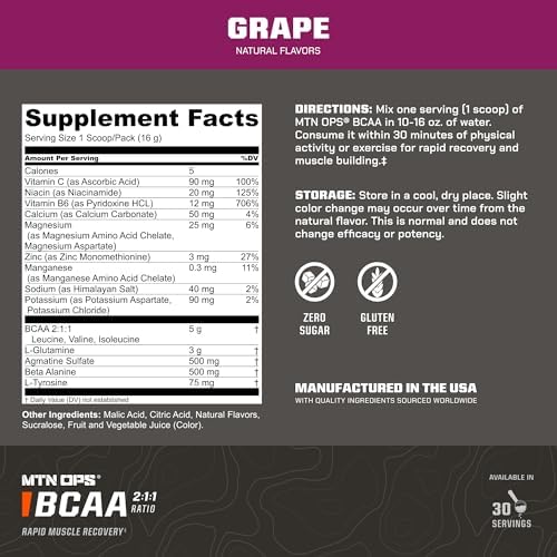 MTN OPS BCAA Powder for Muscle Recovery, Grape - Image 2