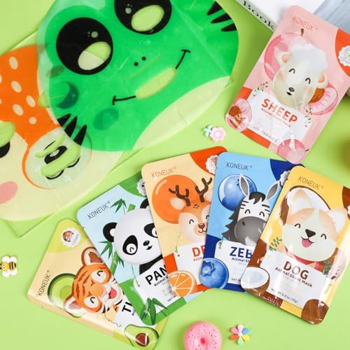 KONEUK 14 Pack Kids Face Mask Set, Cute Animal Face Masks Skincare for Kids - Image 7