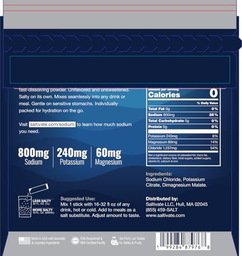 Electrolyte Packets, Raw Unflavored, 800mg Sodium, 8 Sticks - Image 2