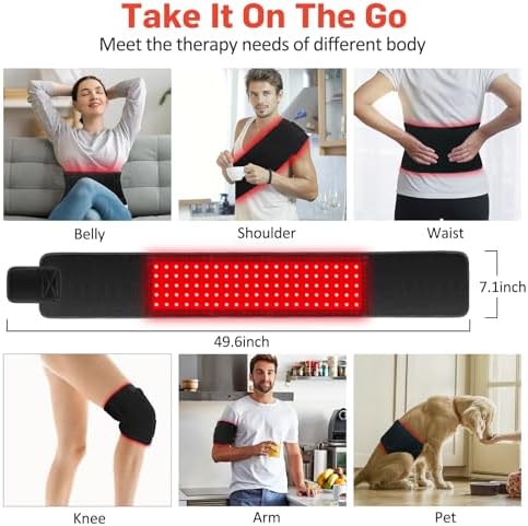Red Light Therapy for Body, Infrared Light Therapy for Belt Shoulder Waist, Upgraded 3 in 1 LED Beads, 660nm Red Light & 850nm Near Infrared Light Therapy Belt Wrap Timer Remote Control - Image 3