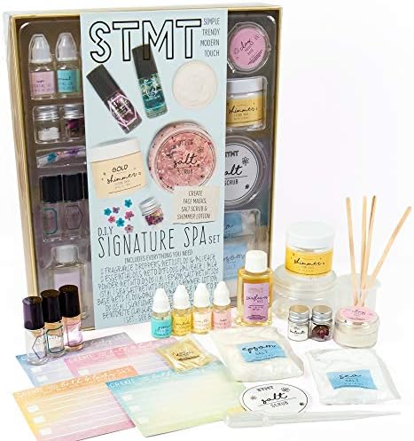 STMT DIY Signature Spa Set by Horizon Group USA, Mix & Make Your Own Spa Supplies with Salt Scrubs, Fragrances & Shimmer Lotions. Multicolored by STMT