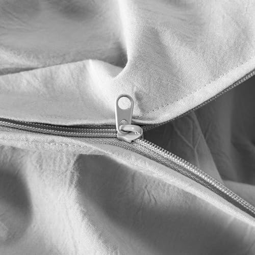 F.Y.Dreams 100% Washed Cotton Duvet Cover for Weighted Blanket 60x80 inches with 16 Ties, Zipper on Long Side/Light Gray/Just Duvet Cover - Image 7