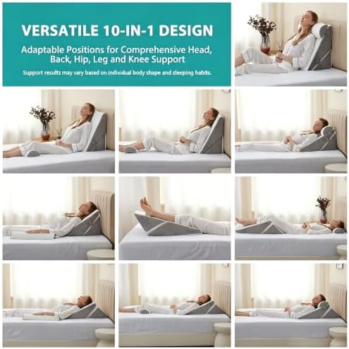 Bedluxe Wedge Pillow Set for After Surgery, Orthopedic Bed Wedge White/Grey - Image 2