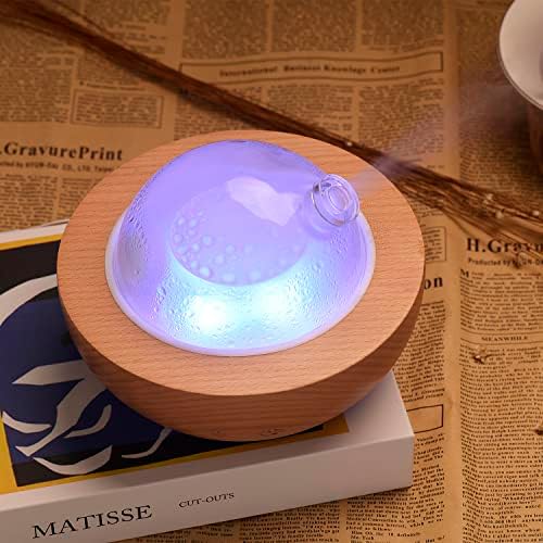 Glass Essential Oil Diffuser,Real Wood Base,Bluetooth Speaker,2025 Upgrade Aromatherapy Diffuser,Aroma Diffuse with Music Player,LED Light in 7 Colors，Home Office Bedroom（Non-Glass Reservoir） - Image 5