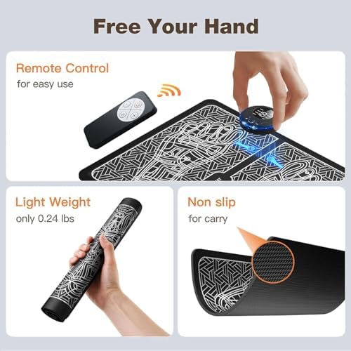 ACROSS EMS Foot Massager Mat TENS & PMS Foot Stimulator – Electric Muscle Stimulator, Adjustable Intensity, Lightweight Design for Home, Travel, and Office Use - Image 4