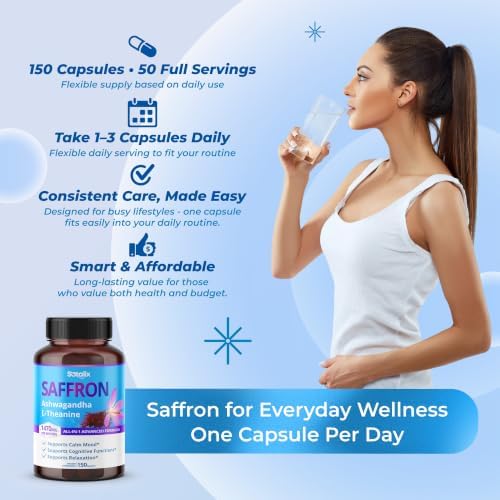 Sotalix Saffron Complex 1,470 mg with Ashwagandha & Ginseng, 150 Capsules - Image 6