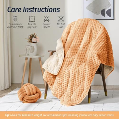 Fleece Weighted Blanket for Adults 60" x 80" 15lbs Soft Fuzzy Blankets - Image 6