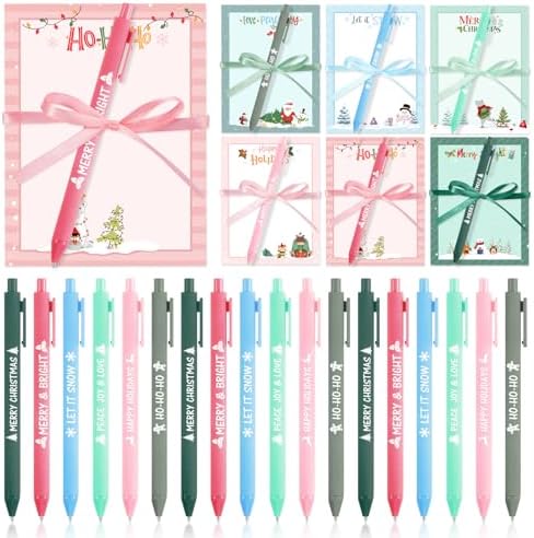 Pajean 72 Pcs Christmas Notepad Pen Set Bulk with Ribbon Gifts by Pajean