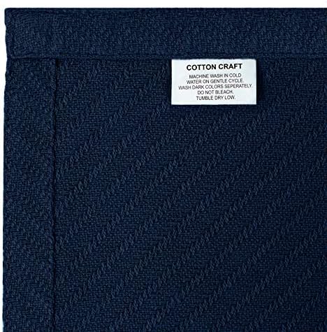 COTTON CRAFT Soft Thermal Blanket - All Season Blanket - Full Queen - Navy - Image 3