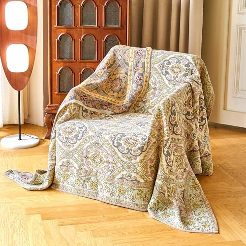 VANJOROY Boho Throw Blanket, 100% Organic Cotton Breathable Ultra Soft 91" x 108" King Bed Quilt Throw - All Season Floral Rustic Farmhouse Decor Luxury Blanket for Sofa Couch Chair and Gift - Image 2
